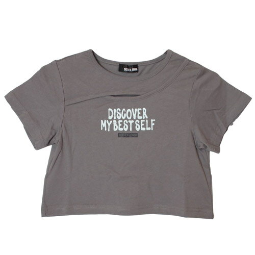 40%OFFセール SALE シスタージェニィ 子ども服 半袖Tシャツ 130cm-160cm SISTER JENNI スプレー風ロゴ胸あき短丈Tシャツ チャコールグレー メール便OK 2025春夏 シスタージェニィ シスタージェニー 子供服 女の子用 キッズ ジュニアのサムネイル