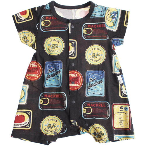 30%OFFセール SALE メイクユアデイ ベビー服 半袖ロンパース 70cm/80cm MAKE YOUR DAY カンズメ柄ロンパース チャコール 2024春夏 メール便OK ベビー baby 男女兼用 子供服 子ども服