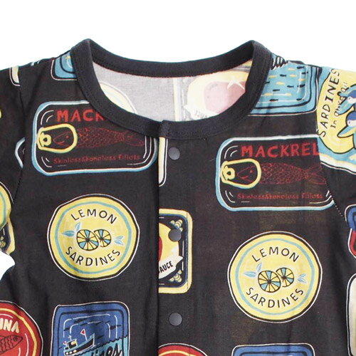 30%OFFセール SALE メイクユアデイ ベビー服 半袖ロンパース 70cm/80cm MAKE YOUR DAY カンズメ柄ロンパース チャコール 2024春夏 メール便OK ベビー baby 男女兼用 子供服 子ども服