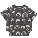 30%OFFセール SALE メイクユアデイ 子ども服 80cm-140cm MAKE YOUR DAY いろんな顔総柄半袖Tシャツ チャコール メール便OK ...