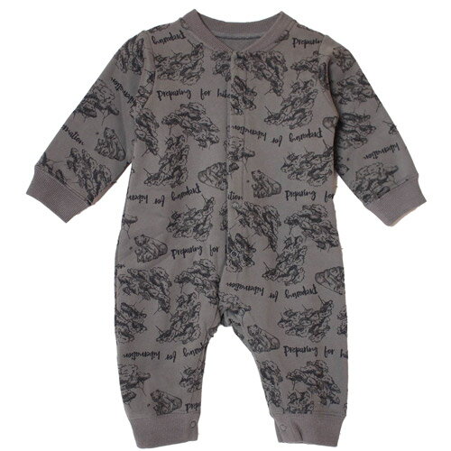 40%OFFセール SALE メイクユアデイ ベビー服 ロンパース 70cm/80cm MAKE YOUR DAY 森のくまさん総柄前開き裏毛カバーオール チャコール メール便不可 2024秋冬 子ども服 ベビー キッズ baby kids 男女兼用