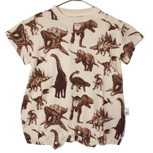 乐天商城 - MAKE YOUR DAY（メイクユアデイ） キョウリュウ半袖ロンパース ベージュ 70cm/80cm メール便OK 2026春夏 新作