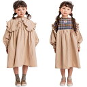 50%OFFセール SALE モル 子供服 長袖ワンピ 90-150cm MOL 2way one-piece チェック切替ワンピース ライトベージュ 2023...