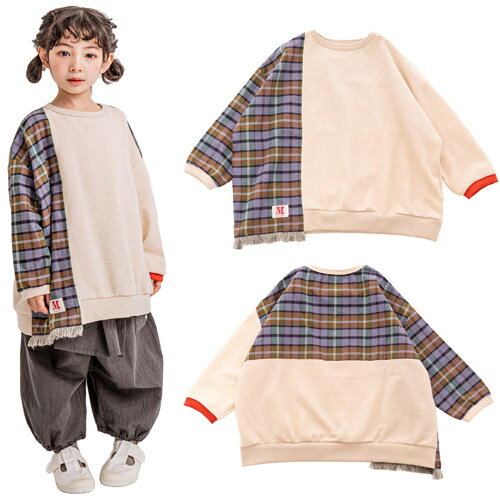 40%OFFセール SALE モル 子供服 90-150cm MOL scarf sweatshirt スカーフスウェットシャツ ミルクベージュ 2023秋冬 Lサイズまではメール便OK キッズ ジュニア 子ども服 mol23awTR07