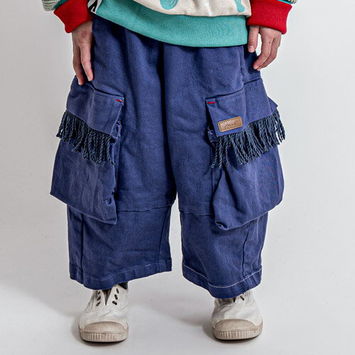 乐天商城 - 40%OFFセール SALE モル 子ども服 90cm-150cm MOL fringe cargo pants フリンジカーゴパンツ ネイビー メール便不可 2024秋冬 キッズ ジュニア 子供服 mol room モルルーム