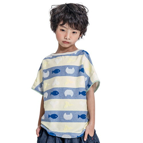 乐天商城 - MOL（モル） original Jacquard T オリジナルジャガードTシャツ ボーダー (90-150cm) メール便OK 2026春夏 新作