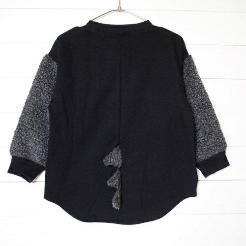 40%OFFセール SALE ニコフラート 子ども服 90cm-140cm nicohrat 恐竜トレーナー ブラック 2024秋冬 メール便不可 90cm/100cm/110cm/120cm/130cm140cm 裏毛 スウェット 袖ボア 子供服 ベビー服 キッズ kids baby