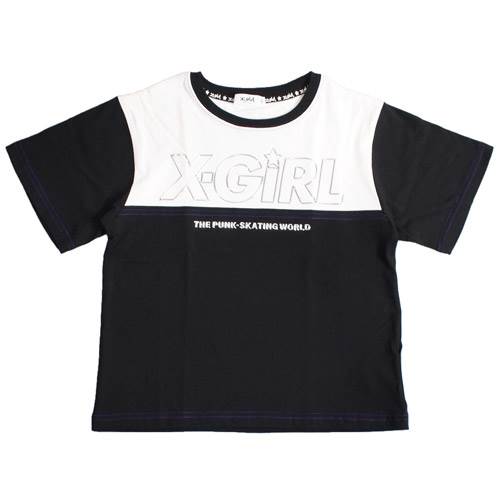 乐天商城 - 40%OFFセール SALE X-girl Stages 子ども服 Tシャツ 80-140cm エックスガールステージス メタリックロゴ配色半袖Tシャツ クロ メール便OK 2024春夏 80cm/90cm/100cm/110cm/120cm/130cm/140cm XGIRL エックスガール キッズ