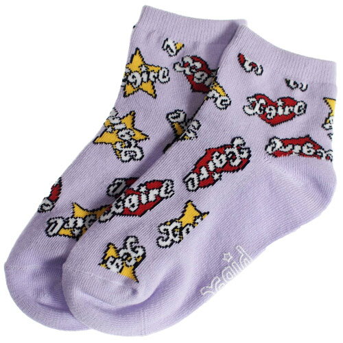 X-girl Stages 子ども服 靴下 13-21cm エックスガールステージス ロゴ総柄ミドル丈ソックス ラベンダー メール便OK 13-15cm/15-17cm/17cm-19cm/19cm-21cm キッズ ベビー服 baby kids 子供服 女の子