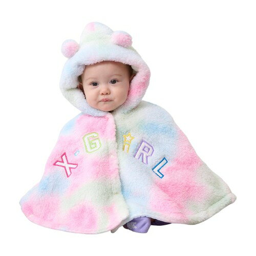 X-girl Stages ベビー服 F(Baby) エックスガールステージス ロゴ刺しゅうアップリケフラッフィーポンチョ マルチ メール便不可 2025秋冬 アウター 羽織 ケープ マント 新生児 出産祝い 赤ちゃん XGIRL エックスガール キッズ BABY ベビー服