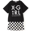 30%OFFセール SALE X-girl Stages 子ども服 90-140cm エックスガールステージス ロゴT+ブロックチェック柄スカートセット クロ ...