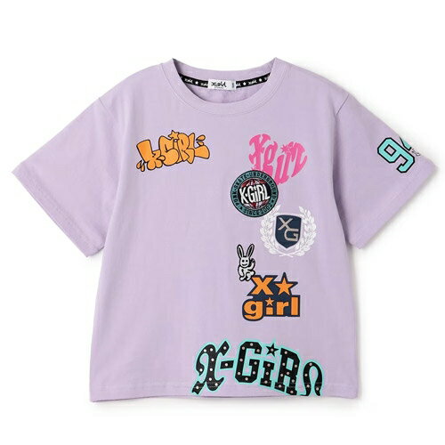 Rakuten - X-girl Stages（エックスガールステージス） 【接触冷感】MIXロゴ 半袖Tシャツ ラベンダー（80-140cm） メール便OK 2026春夏 新作