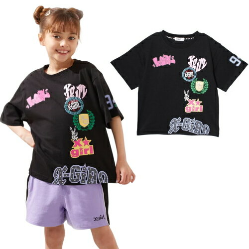 Rakuten - X-girl Stages（エックスガールステージス） 【接触冷感】MIXロゴ 半袖Tシャツ クロ ブラック（80-140cm） メール便OK 2026春夏 新作