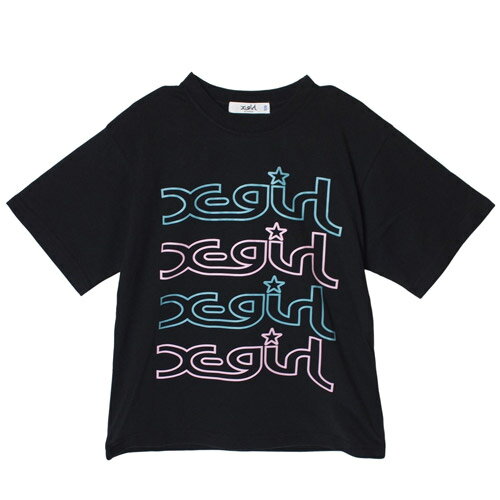 Rakuten - X-girl Stages（エックスガールステージス） マイクミルズロゴ 半袖Tシャツ クロ ブラック（100-140cm） メール便OK 2026春夏 【SALE除外品】