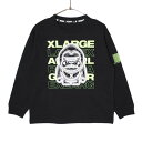 35%OFFセール SALE エクストララージ キッズ 子ども服 ロンT 90-140cm XLARGE KIDS サイバーファニーゴリラ長袖Tシャツ クロ ブ...