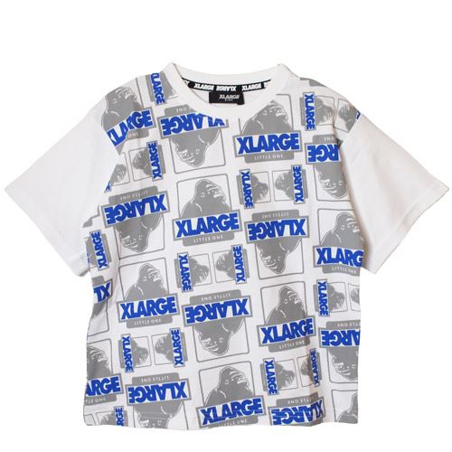 乐天商城 - 30%OFFセール SALE エクストララージ キッズ 子ども服 90-140cm XLARGE KIDS OGゴリラ総柄半袖Tシャツ シロ ホワイト メール便OK 2025春夏 X-LARGE KIDS エクストララージキッズ 子供服
