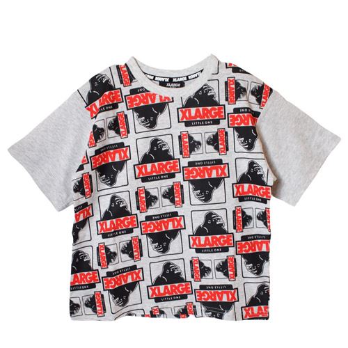 乐天商城 - 30%OFFセール SALE エクストララージ キッズ 子ども服 90-140cm XLARGE KIDS OGゴリラ総柄半袖Tシャツ トップグレー メール便OK 2025春夏 X-LARGE KIDS エクストララージキッズ 子供服