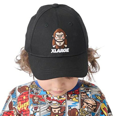 XLARGE KIDS（エクストララージキッズ） 子ども用 帽子 48cm-56cm XLARGE KIDS ファニーゴリラ ツイルキャップ 黒 ブラック メー...