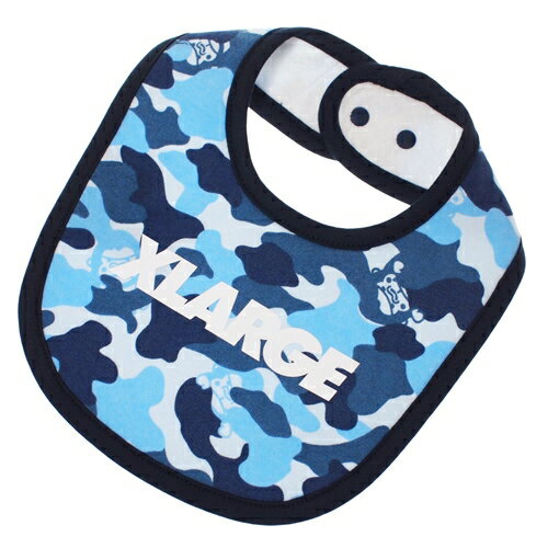 Rakuten - XLARGE KIDS（エクストララージキッズ） ファニーゴリラカモ総柄 スタイ ブルー FREE(巾約19cm×スタイ丈約13cm) メール便OK 2026春夏 新作