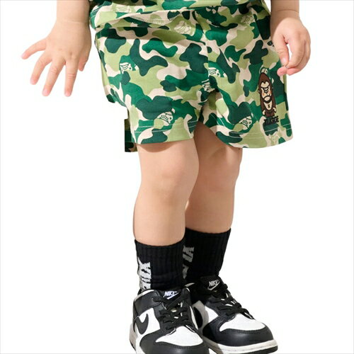Rakuten - 20%OFFセール SALE XLARGE KIDS（エクストララージキッズ） ファニーゴリラカモ総柄 ショートパンツ グリーン（80-140cm） メール便OK 2026春夏