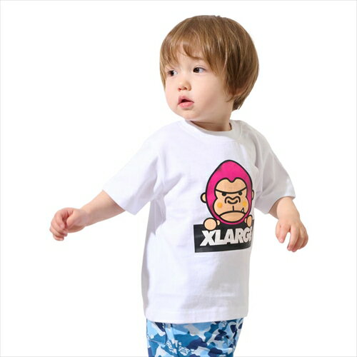 乐天商城 - XLARGE KIDS（エクストララージキッズ） ファニーゴリラ カラーチェンジ半袖Tシャツ シロ ホワイト（80-140cm） メール便OK 2026春夏 新作