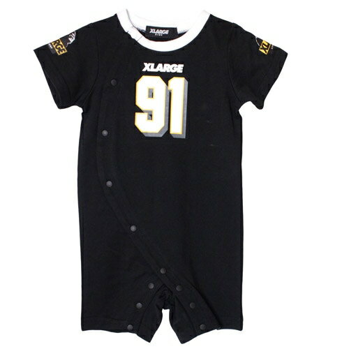 乐天商城 - XLARGE KIDS（エクストララージキッズ） ベビー服 半袖ロンパース 70cm OGナンバリングショートオール クロ ブラック メール便OK 2026春夏 新作