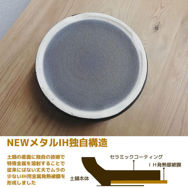 【取寄品】 萬古焼 NEW メタル IH炊飯鍋 2合炊き ＜ドットブラック＞二合炊き IH対応 ごはん土鍋ごはん 土鍋ご飯土鍋 炊飯土鍋炊飯 米炊き ご飯炊き ご飯鍋 ごはん鍋 ご飯を炊く 1人暮らし 一人暮らし ギフト お祝い プレゼント 日本製 owlkitchen-10001702 キッチン用品・食器のOwl Kitchen サンプル画像2