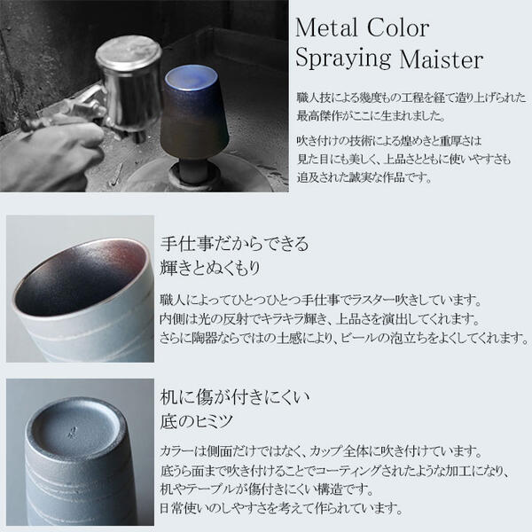 【取寄品】 Metal Color ロックカップ焼酎カップ 焼酎グラス フリーカップ ロックグラス コップ おしゃれ モダン 上品 かわいい 可愛い 酒器 日本酒 お酒 日常使い 食洗機対応 ギフト プレゼント お祝い 父の日 母の日 結婚祝い 陶器 日本製