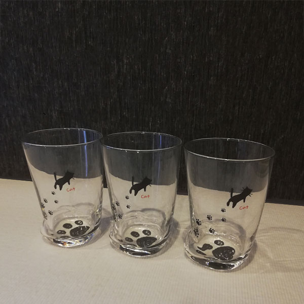 【取寄品】 足跡グラス ねこ M 3個セットコ...の紹介画像3