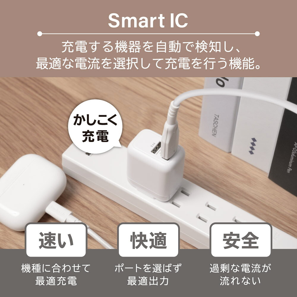 売切り特価 最大12W USB Type-A 2ポート AC充電器 ＋ 超タフUSB Type-A to Lightni...
