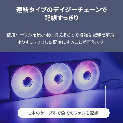 【10%OFFクーポン配布中!10/27 9:59まで】 PC ケースファン 3個セット アドレサブルRGB LED内蔵 デイジーチェーン 連結 ホワイト インフィニティミラーデザイン 防振ゴムパッド付 1年保証 送料無料 - Image 2