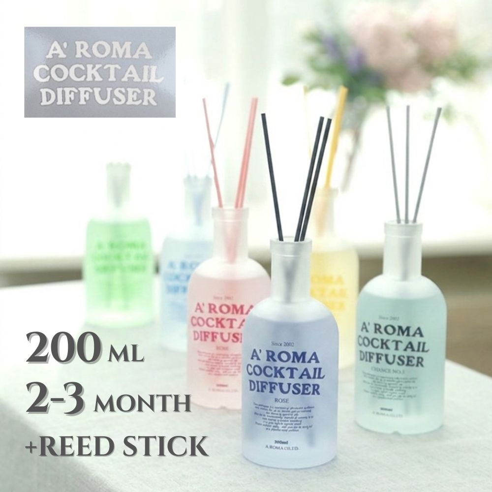 【新商品】 A'ROMA カクテル ディフューザー COCKTAIL DIFFUSER リードディフューザー 200ml ローズ ダウニー チャンス ナンバー5 イングリッシュペアー＆フリージア ラ ボーテ 同色リードスティック付属 使用期