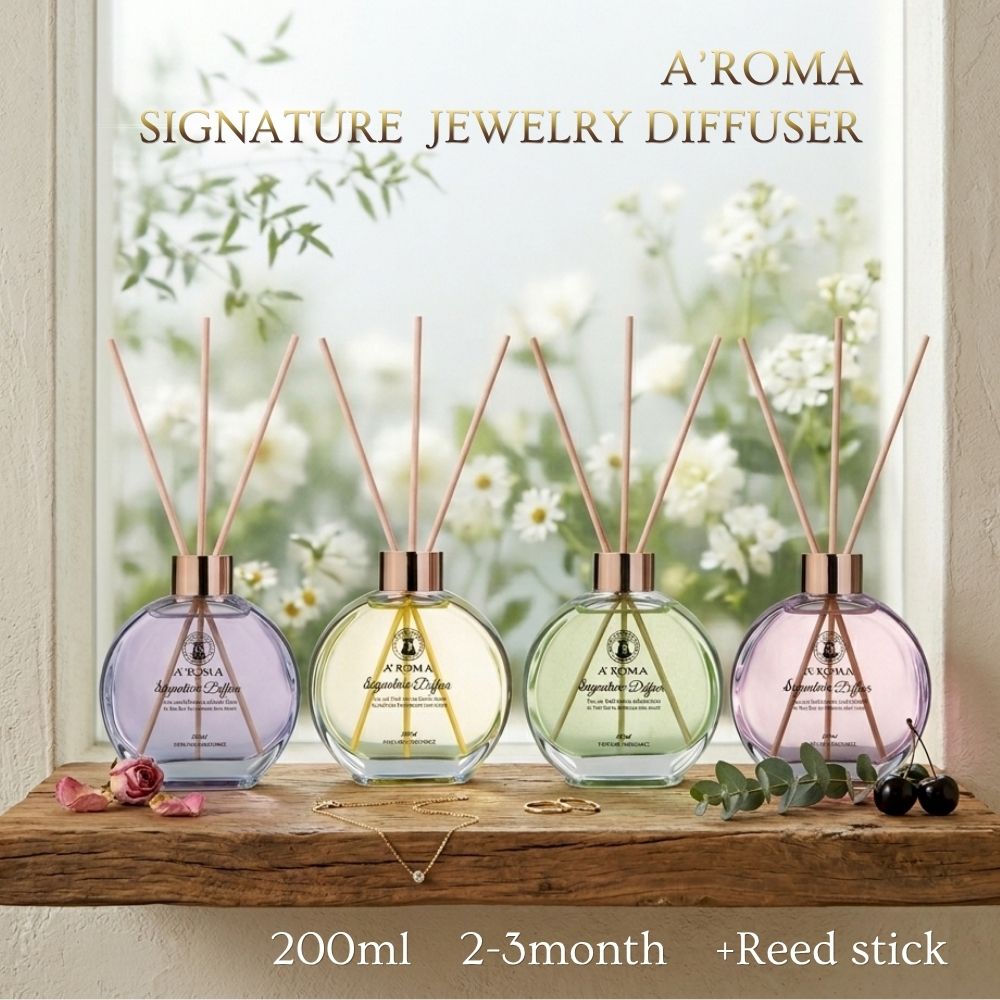 Rakuten - 【10％OFFクーポン配布中！ 6/11 09:59まで】 【新商品】 A'ROMA シグネチャー ジュエリー ディフューザー SIGNATURE JEWELRY DIFFUSER リードディフューザー 200ml ローズ ブラックチェリー イングリッシュペアー ＆ フリージア ラ ボーテ リードスティック付属 送料無料
