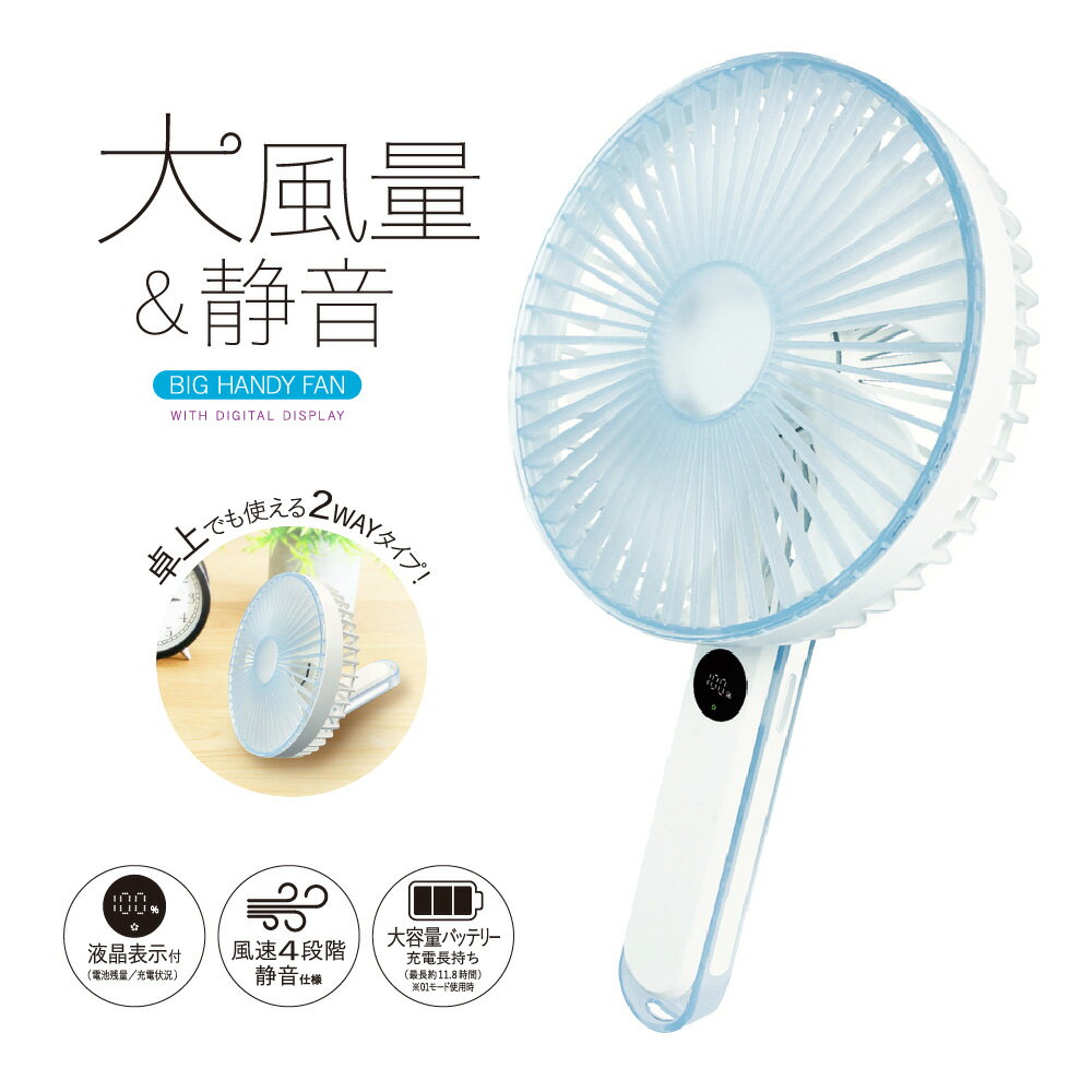 【新商品】 大風量 ハンディファン Newseed seena 風量 4段階 静音 最長 11.8時間 卓上 2WAY 180° 角度調節液晶表示 ホワイト USB Type-A to Cケーブル付属 6ヶ月保証 送料無料 【Web ロフト限定モデル】