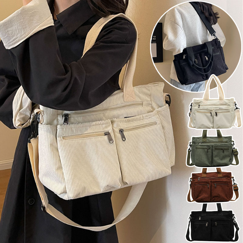 ＼当日発送／ コーデュロイトート 3way ショルダーバッグ トートバッグ ボストンバッグ ハンドバッグ 手提げ 斜め掛け 肩掛け 大容量 軽量 ファスナー かわいい おしゃれ シンプル ポケット付き お出かけ 旅行 トラベル レディース 通勤 通学 A4 ギフト プレゼント ジッパー