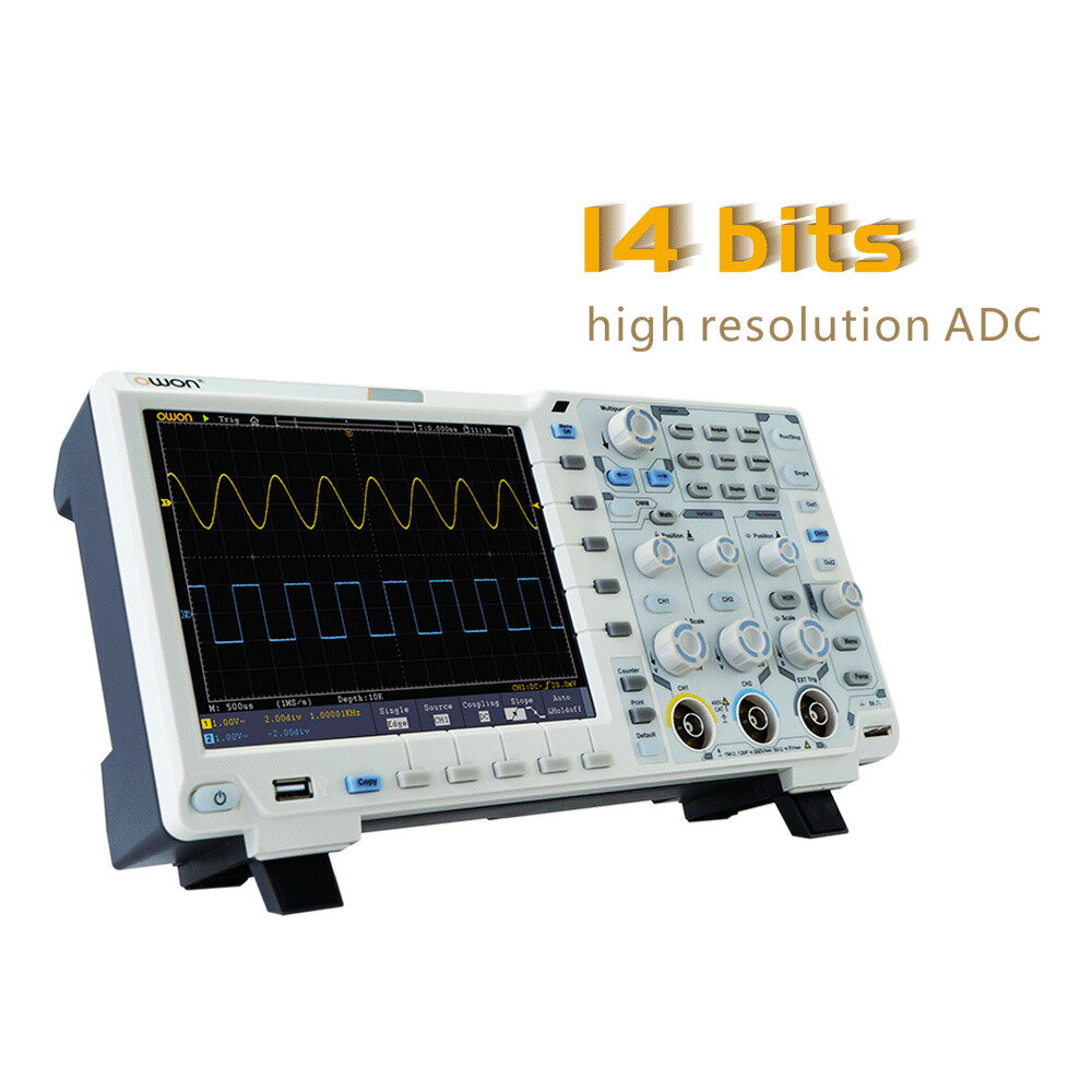 【10％OFFクーポン】OWON XDS2102A デジタルオシロスコープ 100MHz 1GSa/s 12-bit ADC12ビットの高分解能ADC 800 x 600高解像度LCD 1GS/sサンプルレート 55,000wfms/sVGA 標準 SPI / I2C / RS232 / CANシリアルバスデコードによるリフレッシュレート