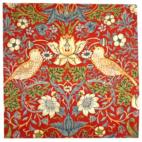 Le Chateau 英国製 テーブルナプキン ウィリアムモリス [約41cm×41cm] WILLIAM MORRIS GALLERY コットン ハンカチ プレゼント ギフト いちご泥棒 Strawberry Thief Red　NP75