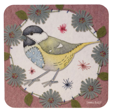 Emma Ball Coasters コースター Stitched Birds EBCW074 サイズ 約 10cm× 10cm 重さ 約 50〜55g 【本体】メラミン樹脂 100% 表面の耐熱温度　95℃ 【配送方法について】 ・配送方...