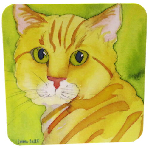 Emma Ball 英国製 コースター [10cm×10cm] 撥水 インテリア雑貨 キッチン雑貨 おしゃれ かわいい 可愛い プレゼント ギフト ねこ ネコ 猫　HENRY EBCW047