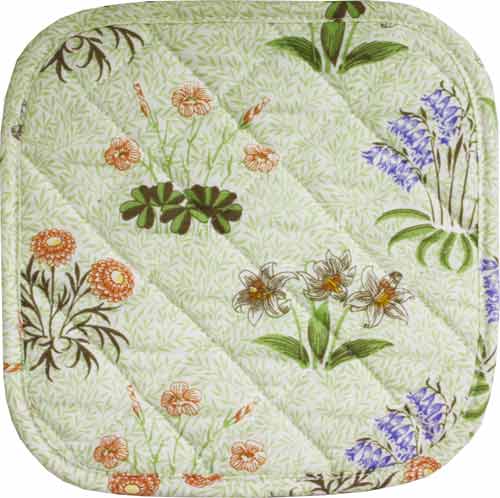 Laura's Beau 英国製 ウィリアムモリス ポットマット ＆ 鍋つかみ 20×20cm Morris Design Oxford 鍋敷き ミトン 鍋置き オーブンミトン キッチン雑貨 台所用品 プレゼント ギフト 母の日 花 花柄 百合 ゆり Lily　PM101の商品画像 2