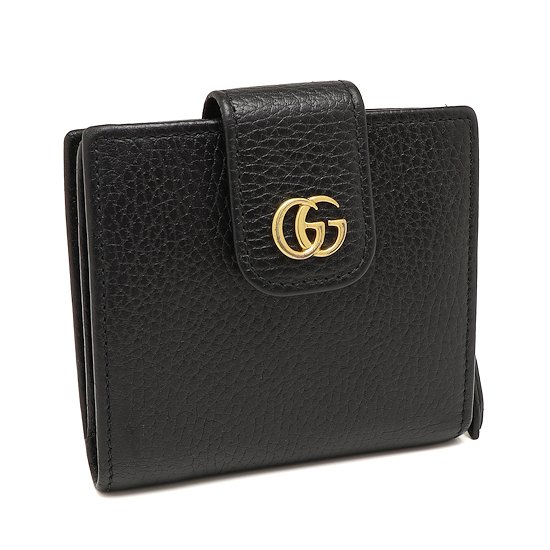 GUCCI グッチ GGマーモント ブラック レザー 二つ折り財布 GUCCI グッチ GGマーモント ブラック レザー 二つ折り財布