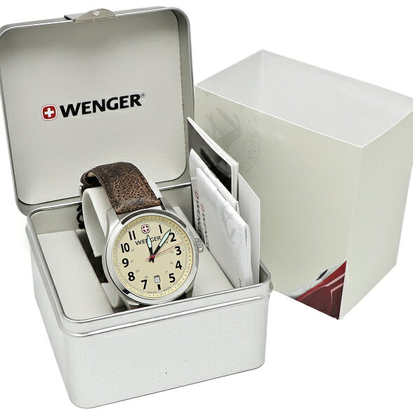 ウェンガー 腕時計（メンズ） 【新品】ウェンガー テラグラフ 01.0541.106 ジェニュインレザー メンズ WENGER 腕時計