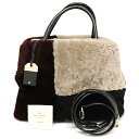 【中古】美品 ケイトスペード ファーバッグ 2WAYバッグ ブラウン×ブラック×グレー Kate spade
