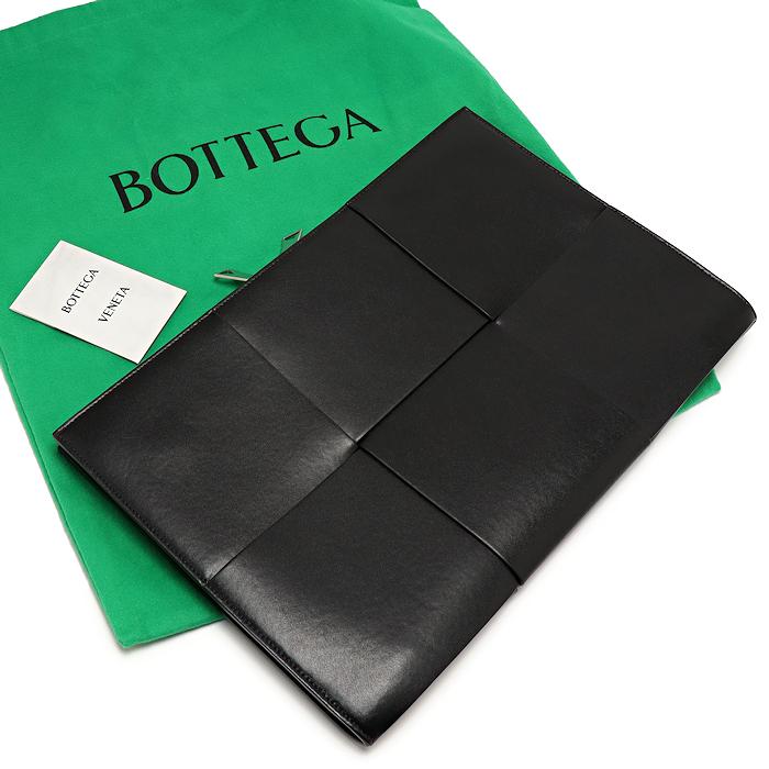 【中古】美品 ボッテガヴェネタ アルコ ドキュメントケース イントレチャートレザー ブラック BOTTEGA VENETA