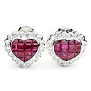 新品同様 イヤリング ハート型 ルビー2.20ct ダイヤ0.47ct K18WG ホワイトゴールド レディース(4)