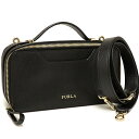 【中古】美品 フルラ クロスボディ ジップショルダーバッグ レザー ブラック レディース FURLA