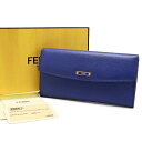 【中古】フェンディ SIMPLY WALLET 長財布 8M0340 型押しレザー ブルー FENDI