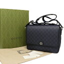 【中古】新品同様 グッチ オフィディア ミディアム メッセンジャーバッグ 761741 ブルー ブラック GUCCI