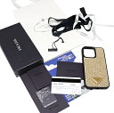 美品 プラダ iPhone13Pro用カバー 1ZH149 CRYSTAL プラチナ iPhoneケース スマホケース 直営店購入品 PRADA
