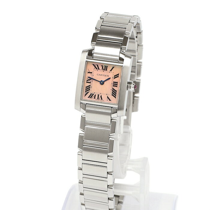 美品 カルティエ タンクフランセーズSM W51028Q3 ピンクシェル文字盤 クオーツ レディース 腕時計 Cartier
